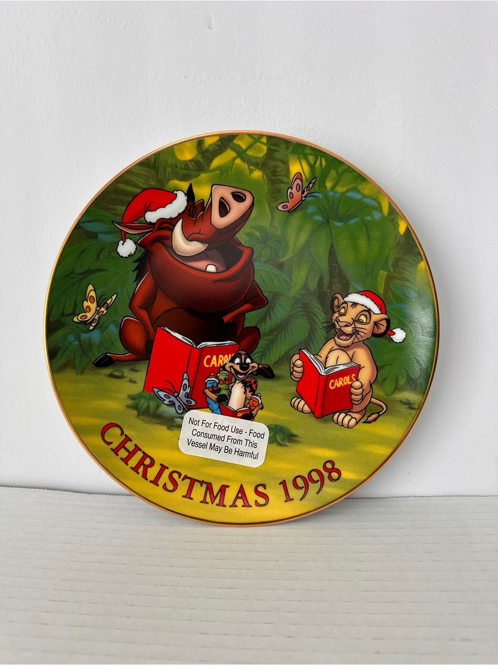The Lion King Christmas 1998 Collectible Plate - Yellow/Green